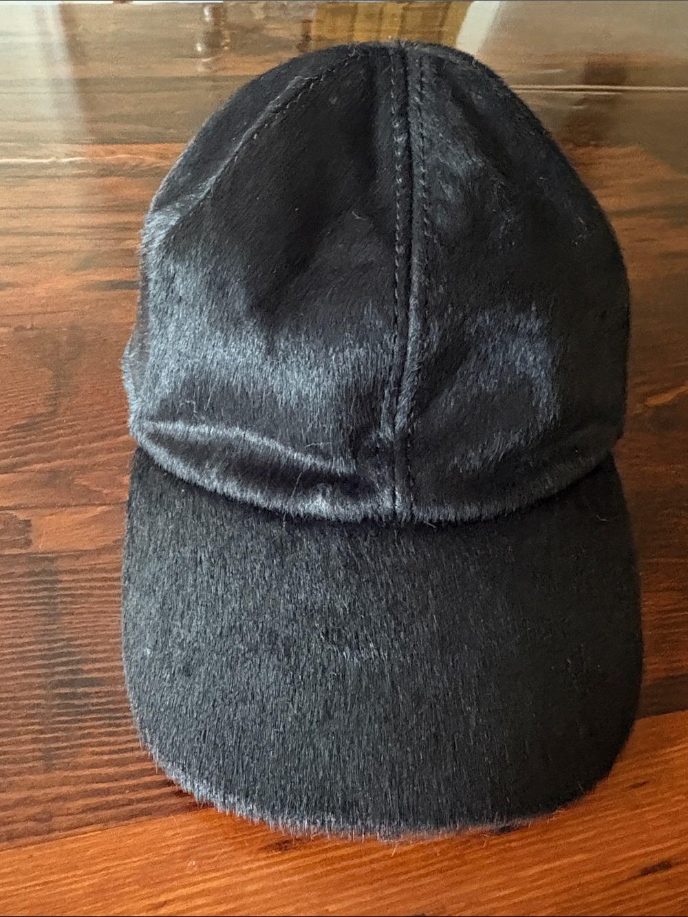 Danier Black calf hair baseball hat. One size. Adjustable.